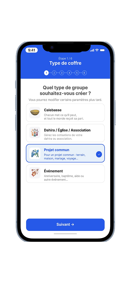 Interface création coffre